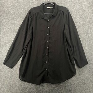 Caffe Marrakesh Blouse Size XL Black Sheer Popcorn Button Up Whimsigoth Romantic